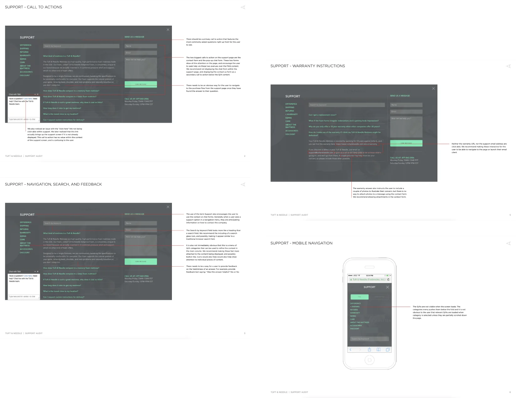 Support Page Audit and Redline